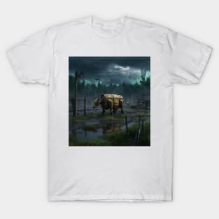 AI generated robotic cow on farm T-Shirt